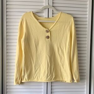J. Jill Yellow Cork Button V-neck Lightweight Sweater: Size S